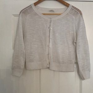 Club Monaco summer cardigan with lace sleeves.